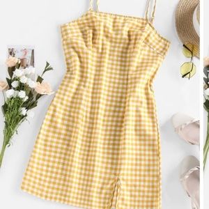 Zaful yellow checker print summer dress